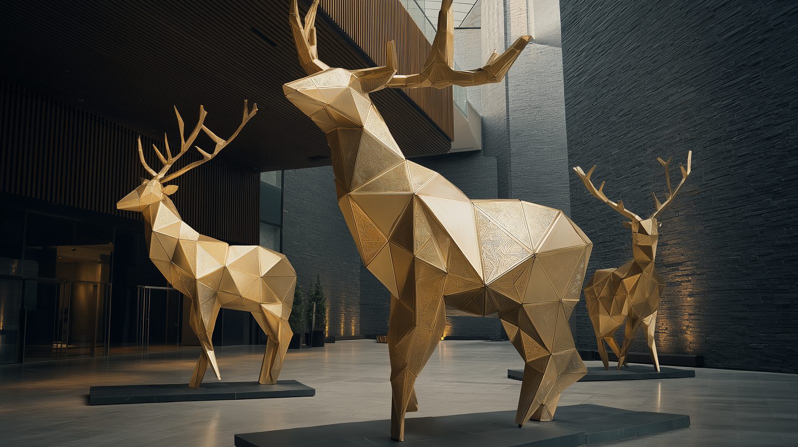 Wimacons 3.5m monumental reindeer sculpture, private estate commission, lightweight foam-core