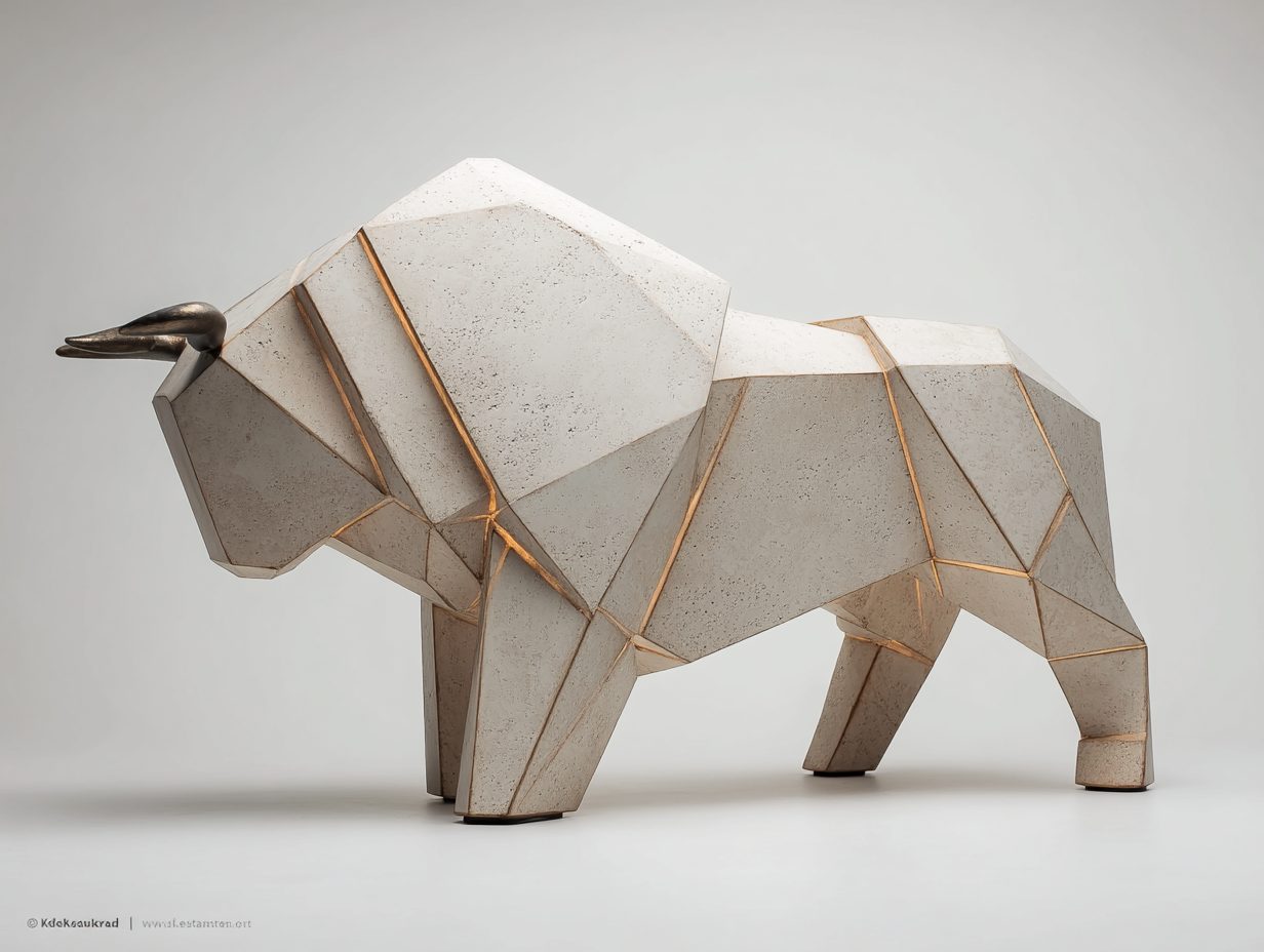 Wimacons faceted bronze bull, study iii, private estate commission, lightweight foam-core